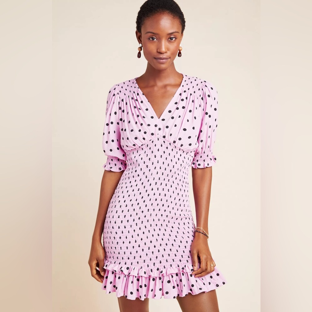 FAITHFULL THE BRAND  Sylvie Smocked Mini
Dress Size small